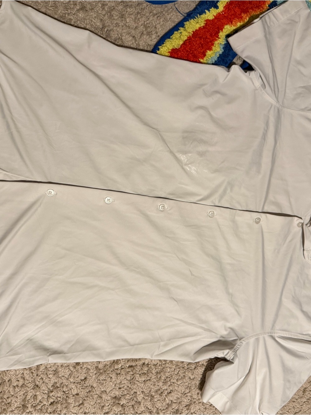 Zara White silk Men’s Button-Down Short Sleeve Shirt